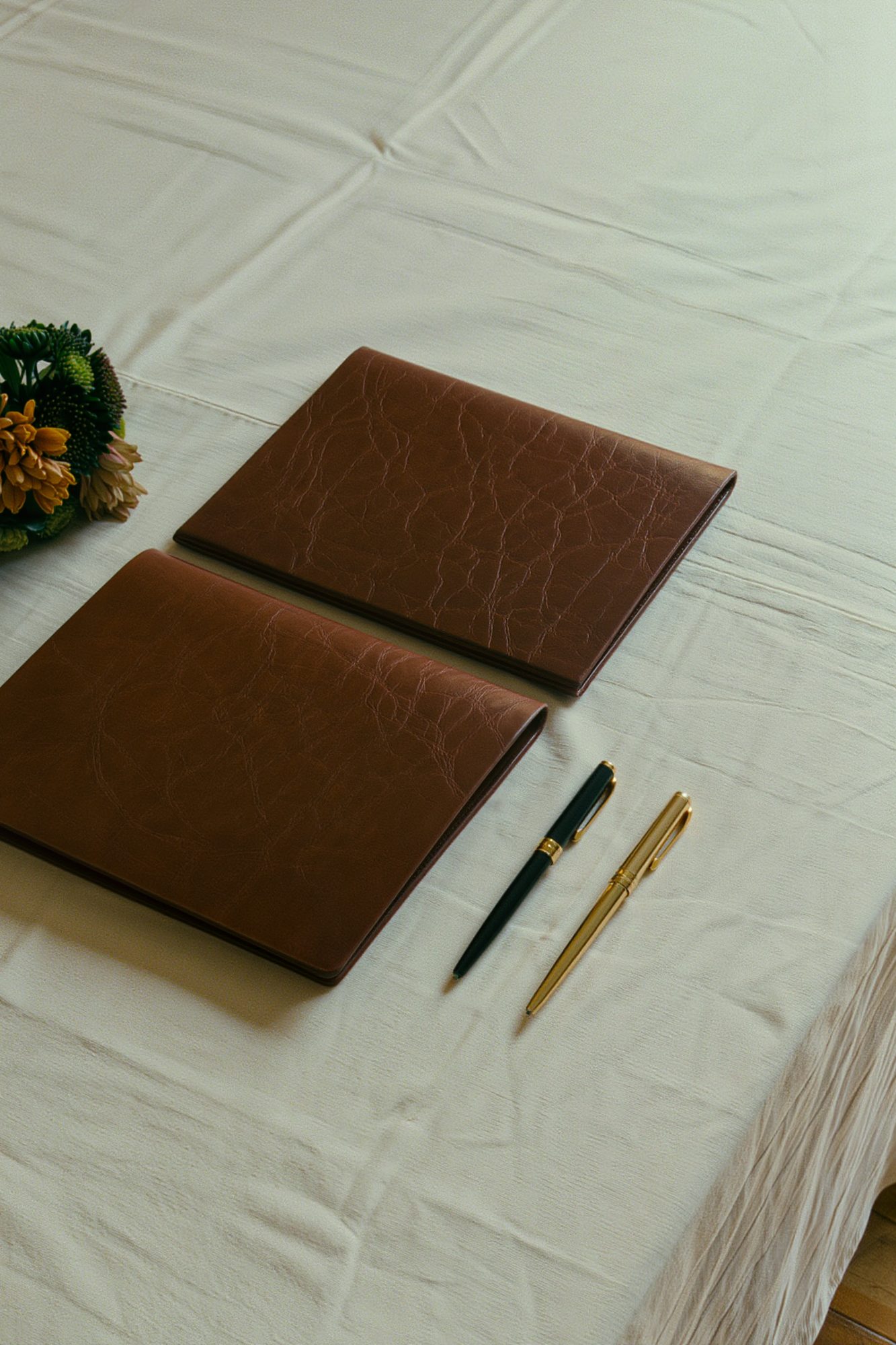 Detail: signing table with agreements and flags